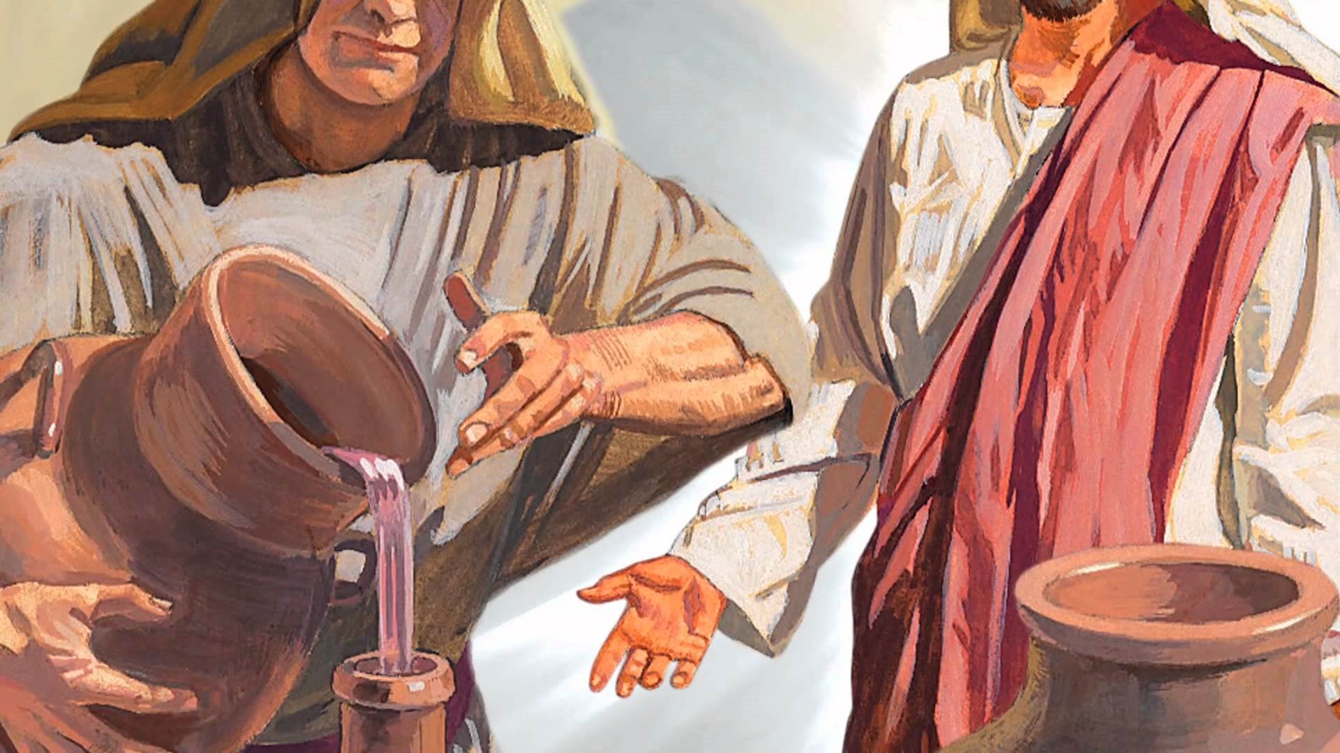 Иисус превращает воду в вино